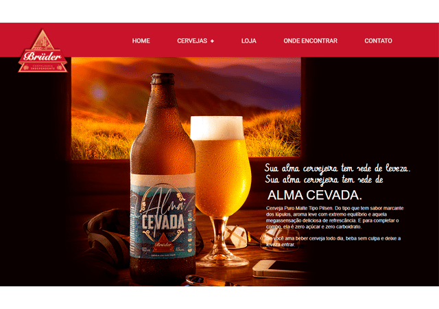 imagem da página da cerveja Alma Cevada, no site da Cervejaria Brüder